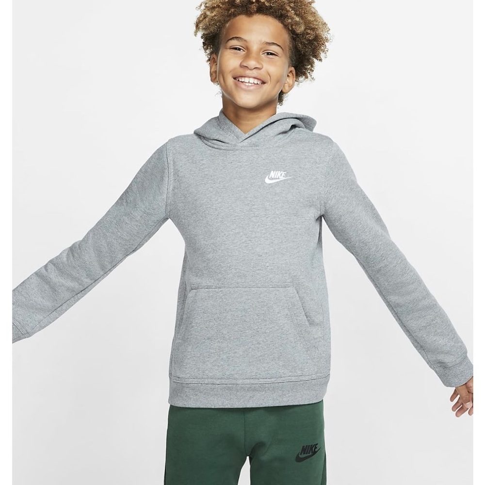 Nike Sportswear Club Fleece Boys Hoodie Grey BV3757-091 Kids Large L‎